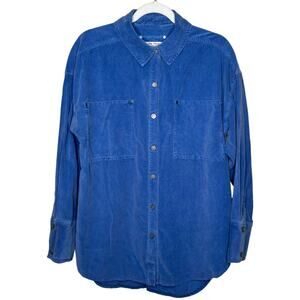 Free People We the Free Baby Cord Button Down Shirt in Electric Indigo Size XS